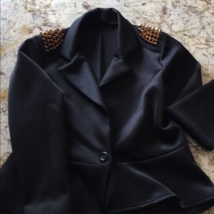 Rose Gold Studded Black Blazer